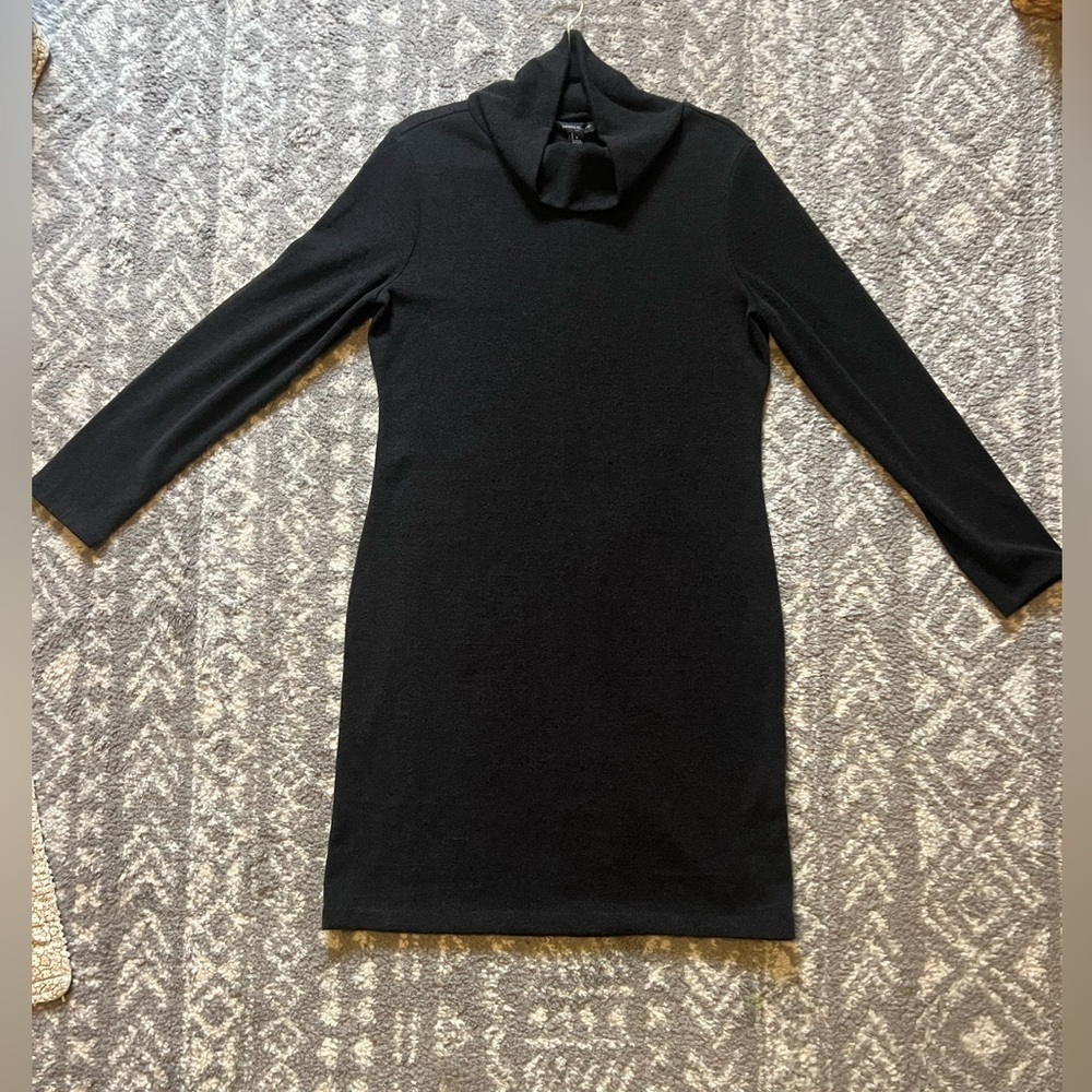 Banana Republic Sz L Dark Gray Long Sleeve Cowl Neck Stretch Knit Dress (O136) - Picture 6 of 7